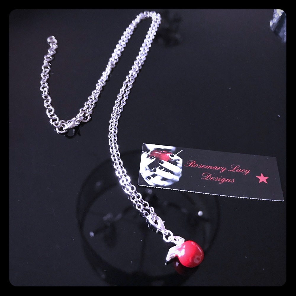 red apple charm necklace